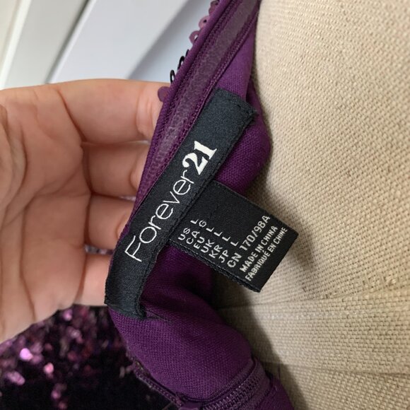 FOREVER 21 PURPLE SEQUIN STRAPLESS DRESS NWT - Picture 8 of 8